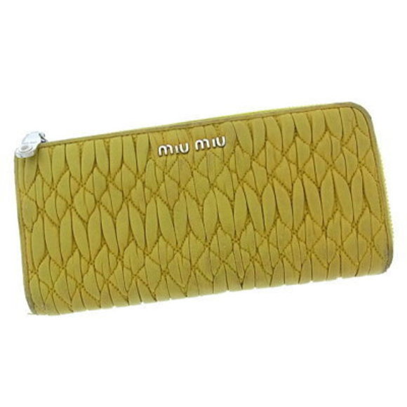Miu Miu long Wallet zipper Matelasse yellow - Picture 1 of 6